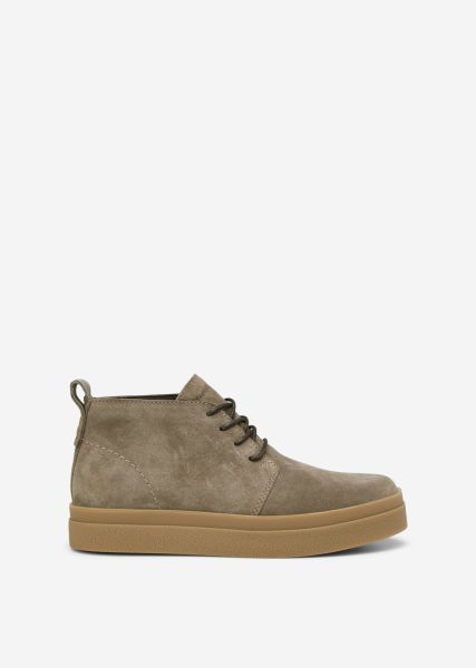 Taupe Men Boots Eclectic Lace Up Boots Made Of Soft Suede Cowhide