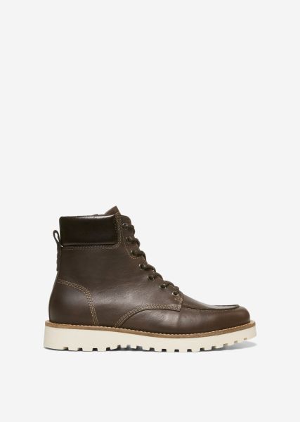 Lace Up Boots With Inner Zipper Embody Men Boots Dark Brown