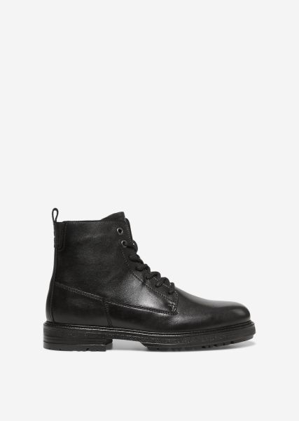 Black Men Intuitive Lace Up Boots Made From Fine Cowhide Boots