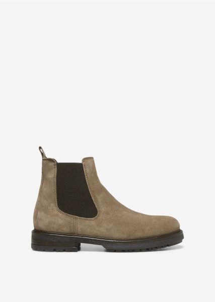 Discount Extravaganza Men Taupe Chelsea Boot Made From Fine Suede Cowhide Boots