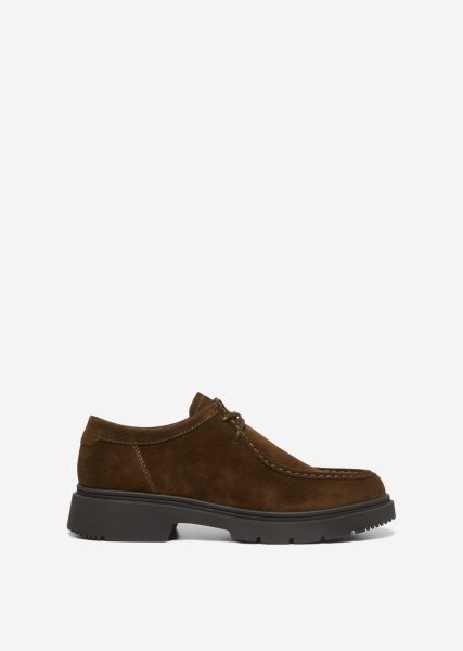 Lace-Ups Lace-Up Made Of Soft Suede Cowhide Cheap Men Dark Brown