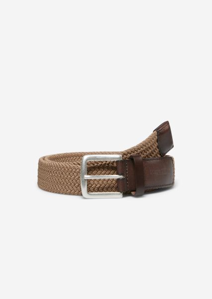 Men Braided Belt Made Of Elastic, Recycled Material Soft Walnut Belts Price Slash