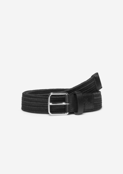 Men Belts Black Hot Braided Belt Made Of Elastic, Recycled Material