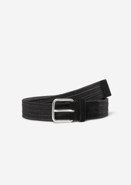 Belts Black Inviting Men Braided Belt Made Of Elastic, Recycled Material