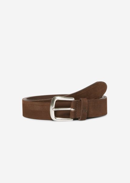 Men Belts Sale Belt With A Herringbone Texture Dark Nutshell
