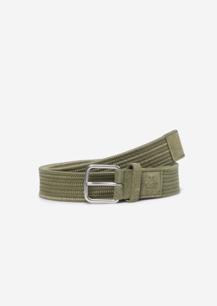 Olive Braided Belt From Recycled Material Belts Cost-Effective Men